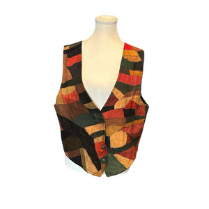 90s Patchwork Leather boho hippie vest